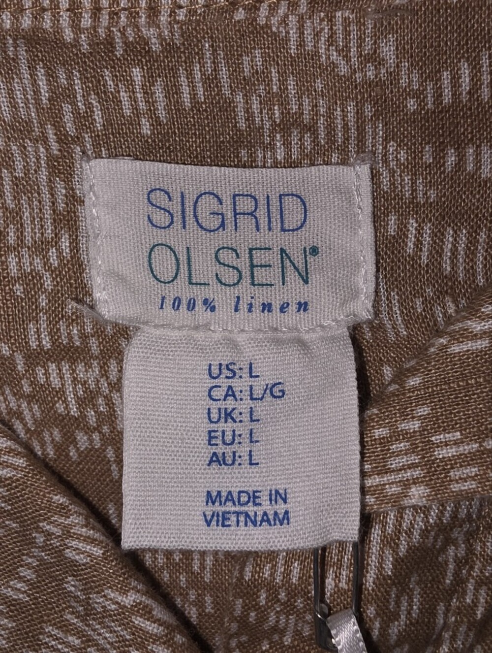 Sigrid Olsen Beige Sandstone Print Button-Down Shirt - Picture 4 of 4